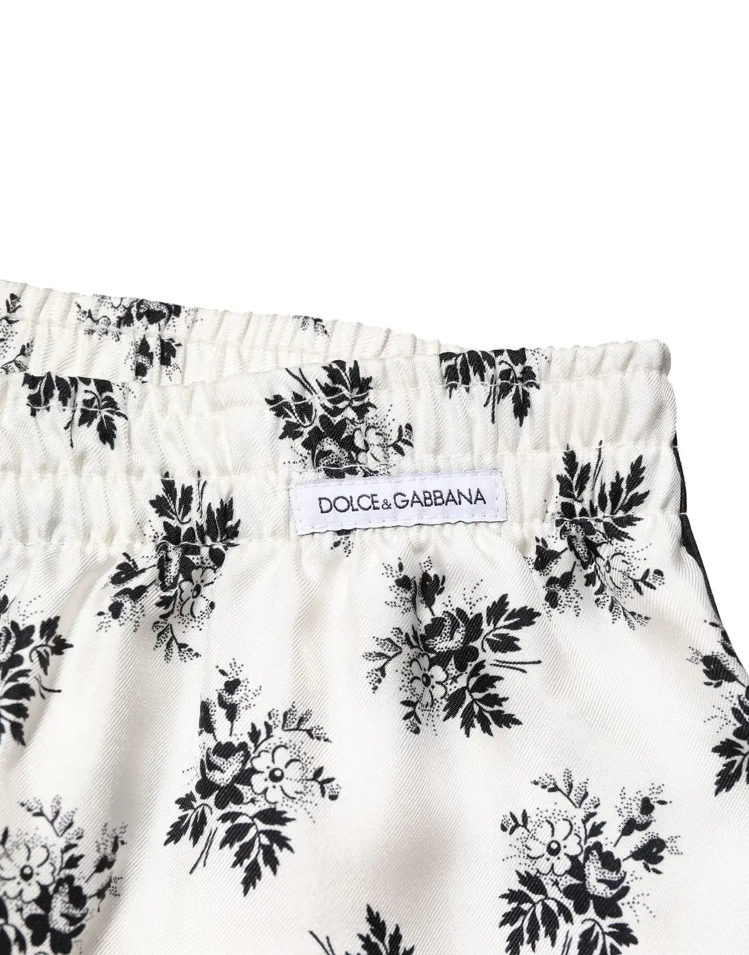 Dolce &amp; Gabbana White Floral Silk Casual Lounge Pants