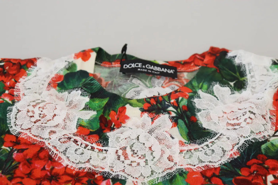 Dolce &amp; Gabbana White Floral Wool Lace Vest Tank Top