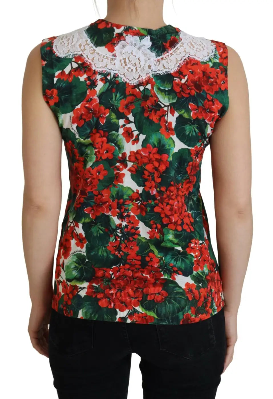 Dolce &amp; Gabbana White Floral Wool Lace Vest Tank Top