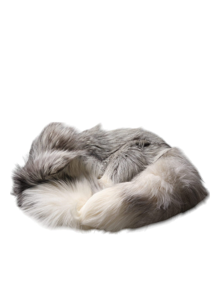 Dolce &amp; Gabbana White Fox Fur Neck Wrap Warmer Winter Scarf