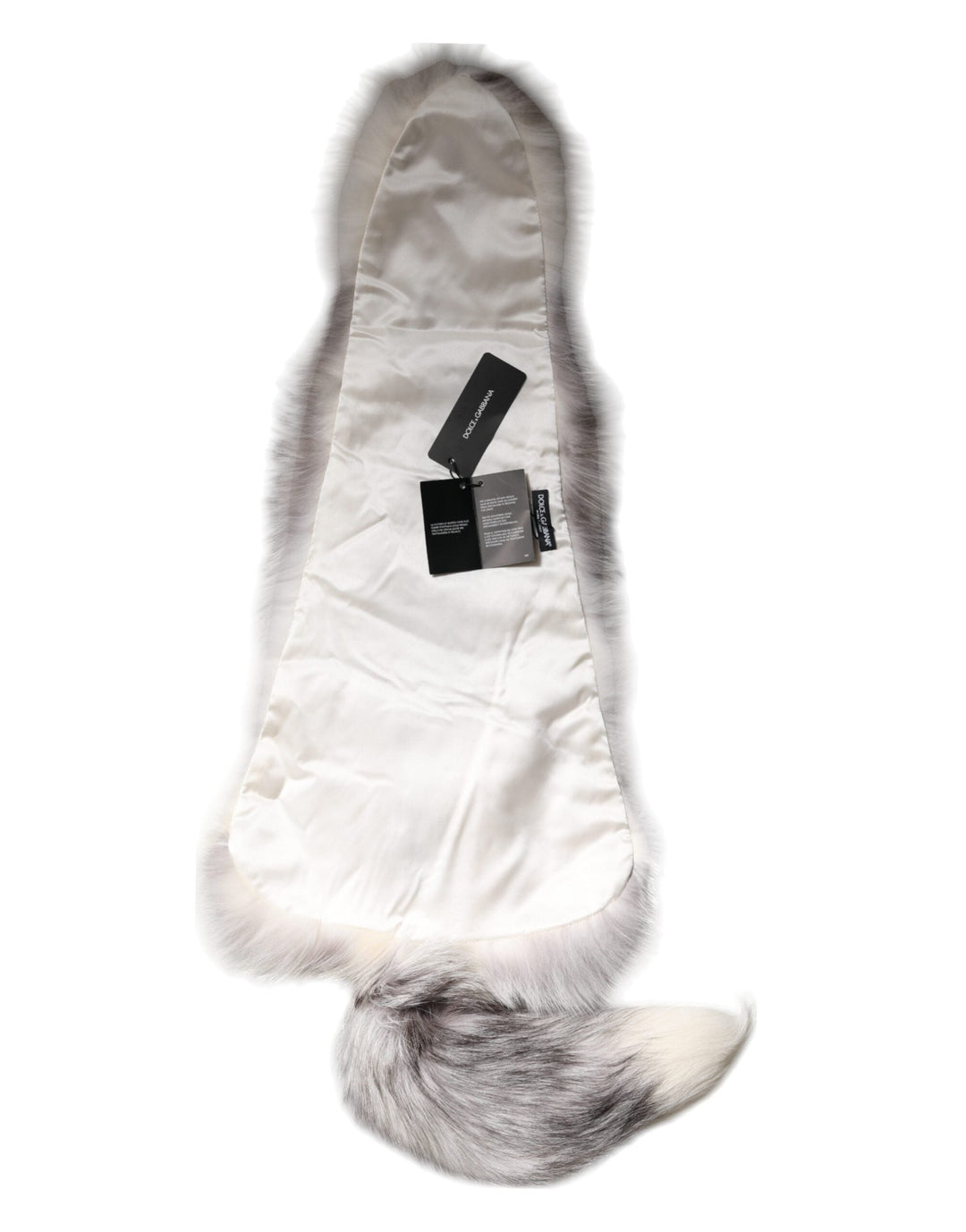 Dolce &amp; Gabbana White Fox Fur Neck Wrap Warmer Winter Scarf