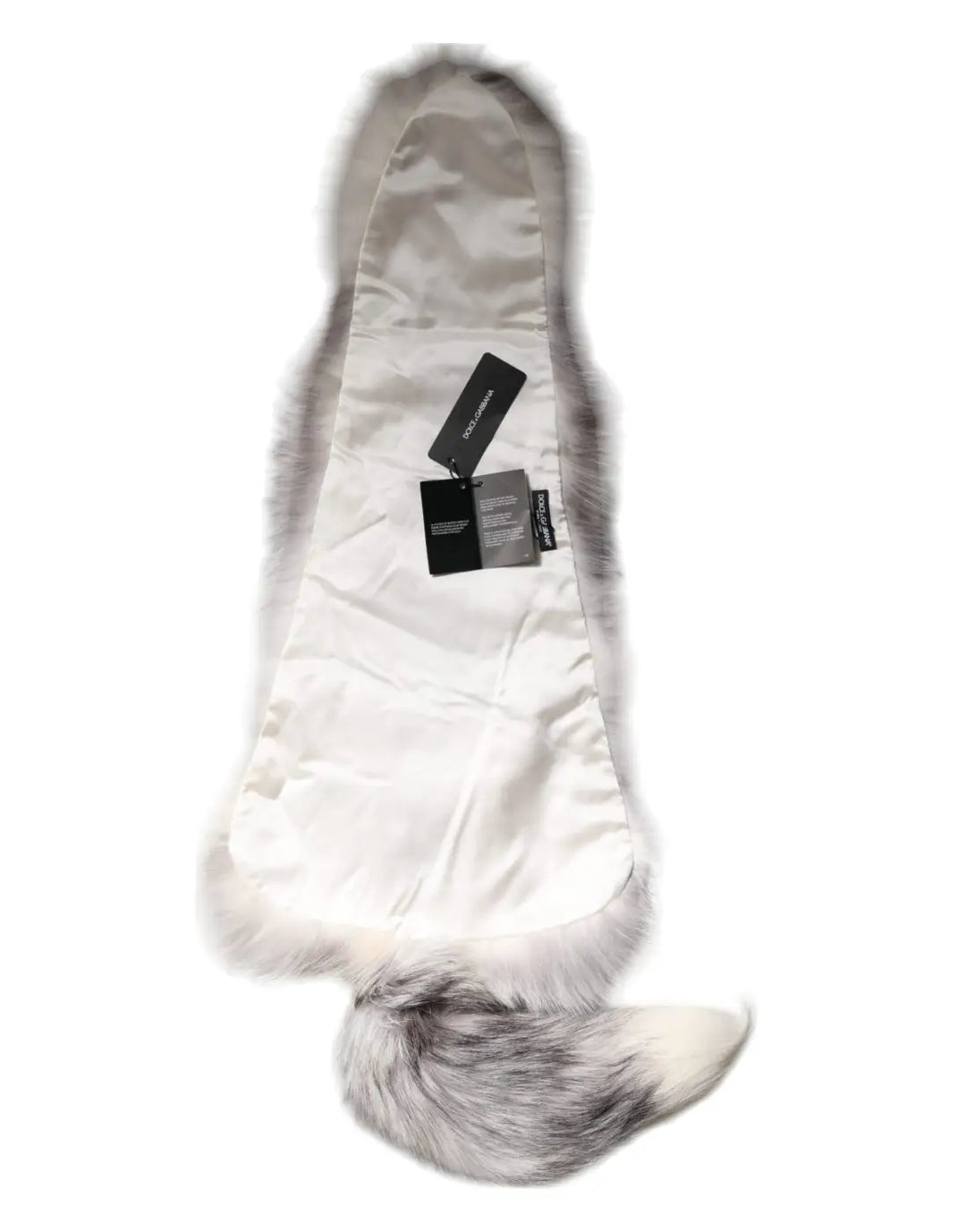 Dolce &amp; Gabbana White Fox Fur Neck Wrap Warmer Winter Scarf