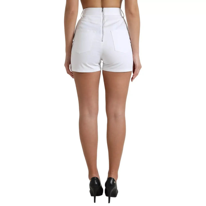 Dolce &amp; Gabbana White Front Lace High Waist Hot Pants Shorts