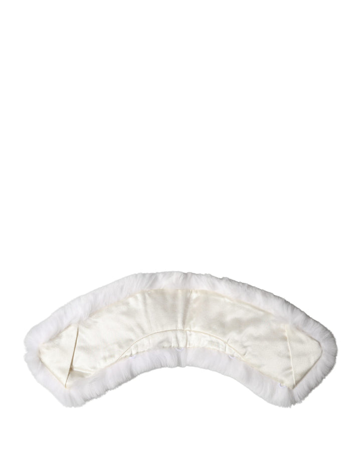 Dolce &amp; Gabbana White Fur Shoulder Collar Wrap Shawl Scarf