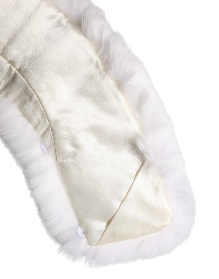 Dolce &amp; Gabbana White Fur Shoulder Collar Wrap Shawl Scarf