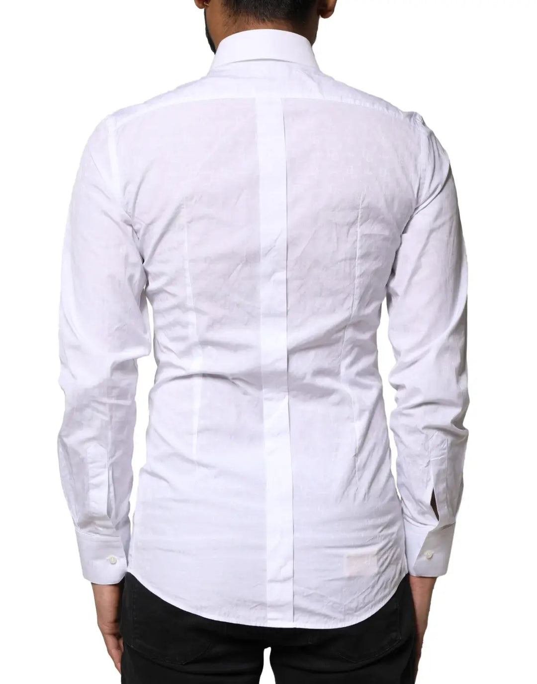 Dolce &amp; Gabbana White GOLD Cotton Long Sleeves Dress Shirt