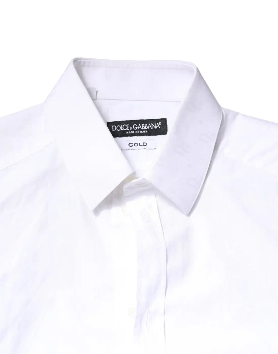 Dolce &amp; Gabbana White GOLD Cotton Long Sleeves Dress Shirt