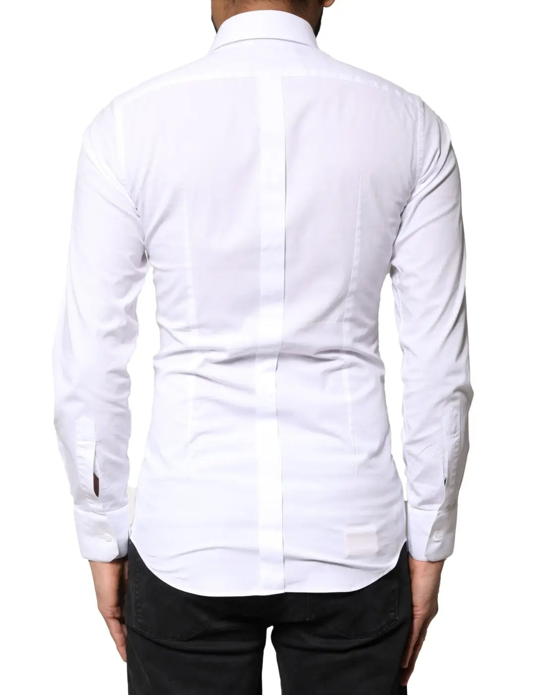 Dolce &amp; Gabbana White GOLD Cotton Long Sleeves Dress Shirt