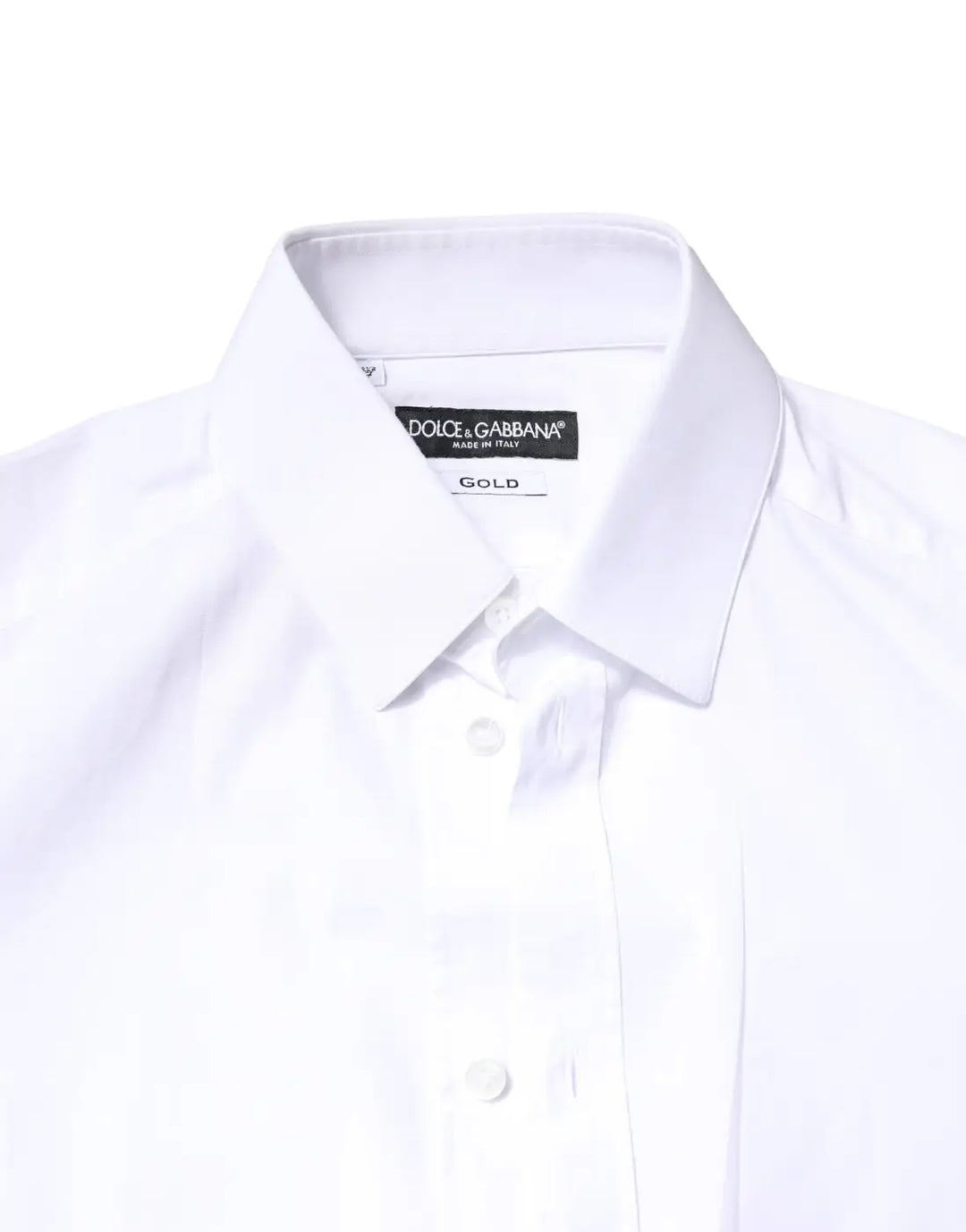 Dolce &amp; Gabbana White GOLD Cotton Long Sleeves Dress Shirt