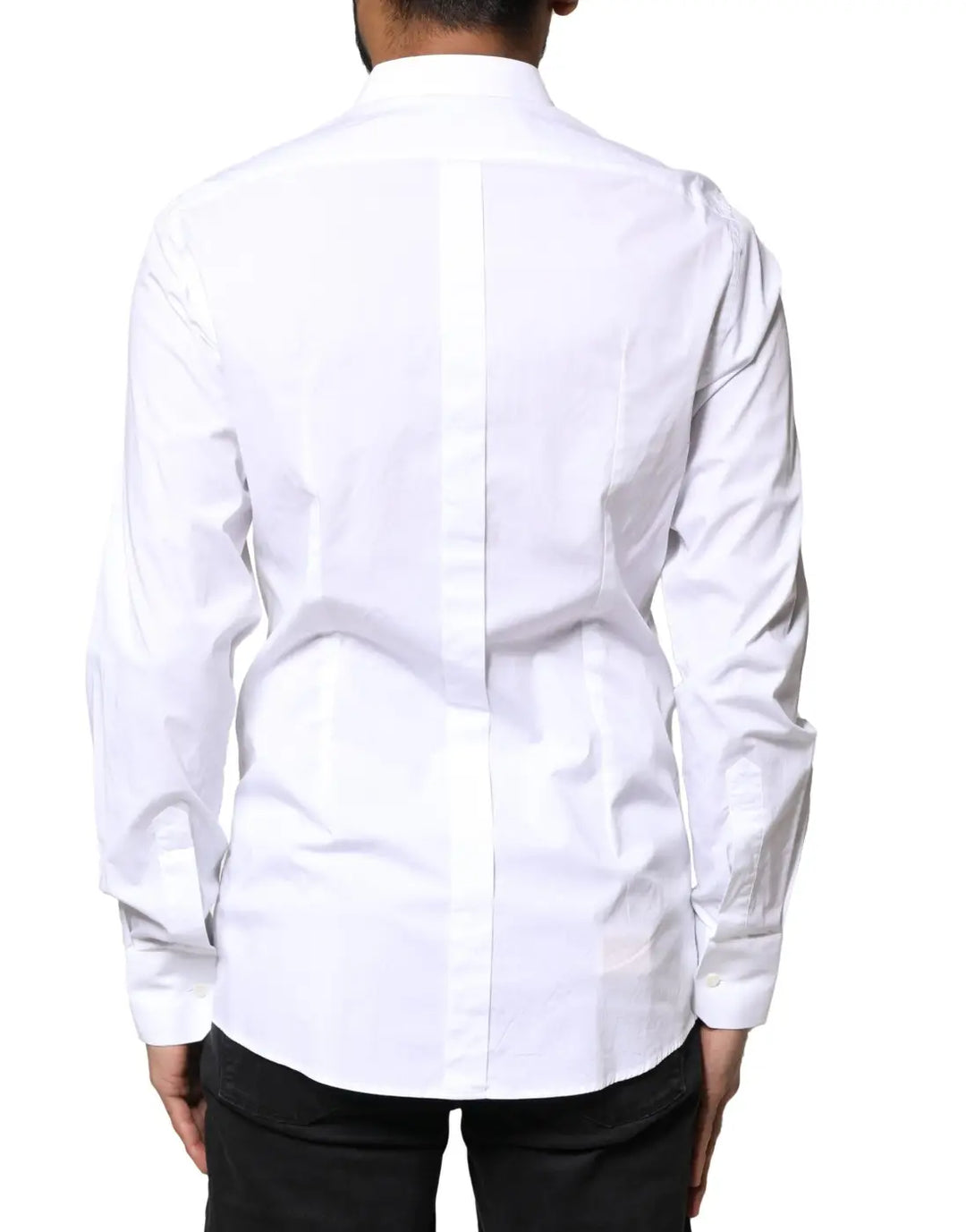 Dolce &amp; Gabbana White GOLD Cotton Long Sleeves Dress Shirt