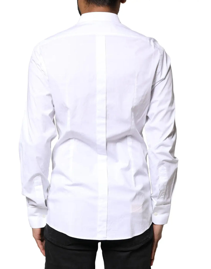Dolce &amp; Gabbana White GOLD Cotton Long Sleeves Dress Shirt