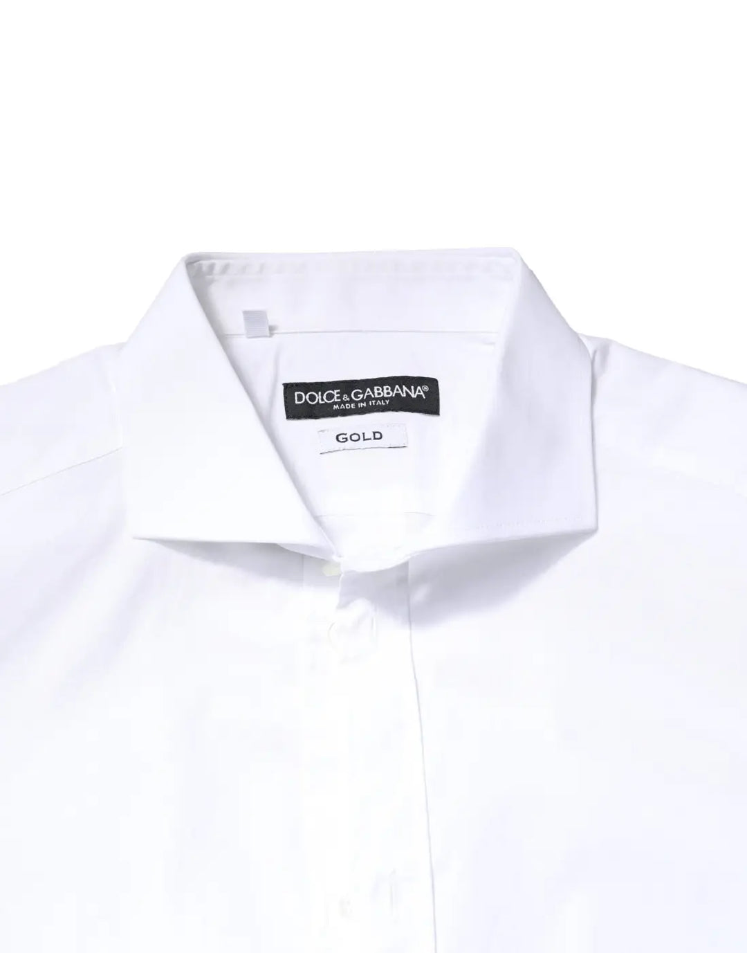 Dolce &amp; Gabbana White GOLD Cotton Long Sleeves Dress Shirt