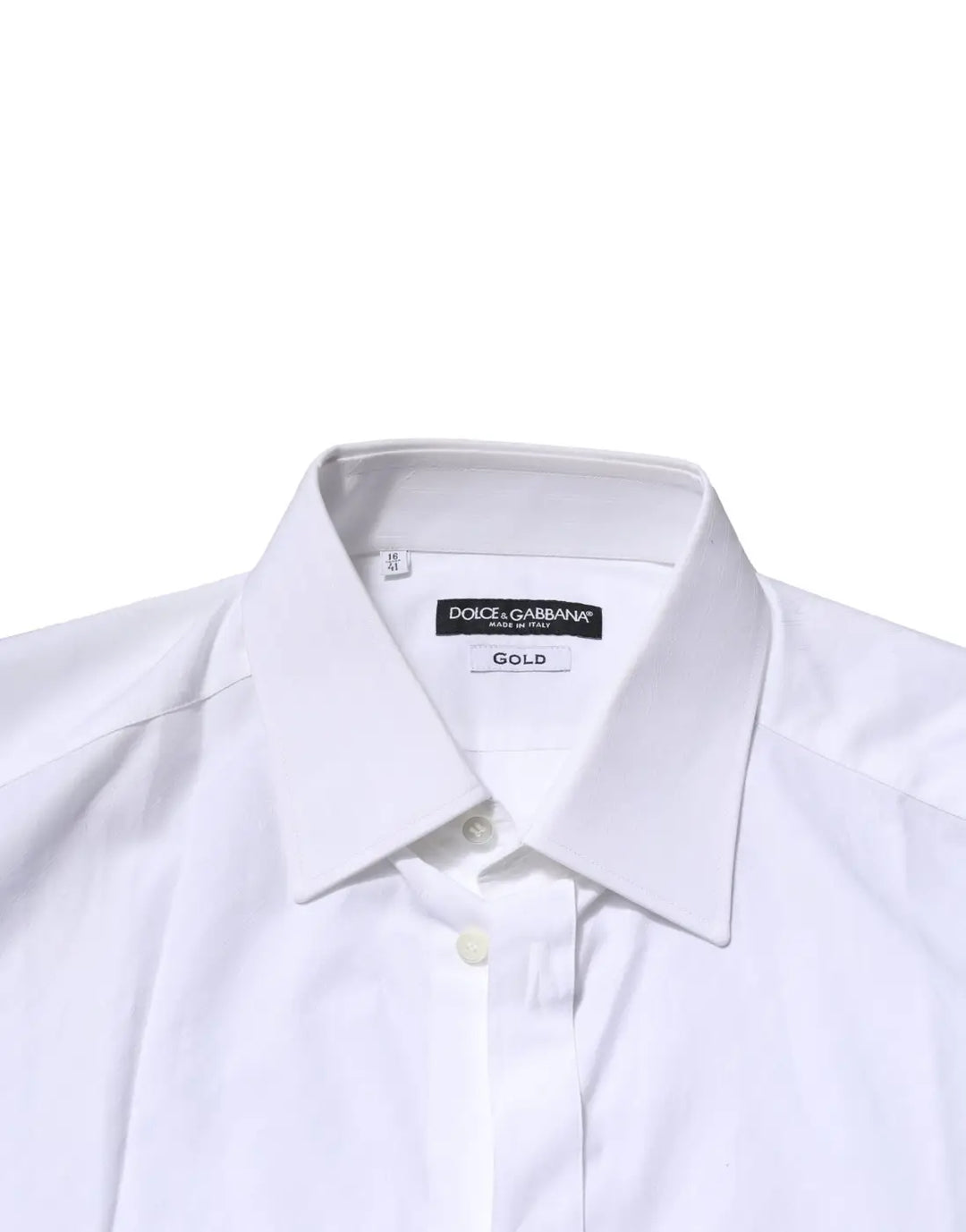 Dolce &amp; Gabbana White GOLD Cotton Long Sleeves Men Formal Shirt