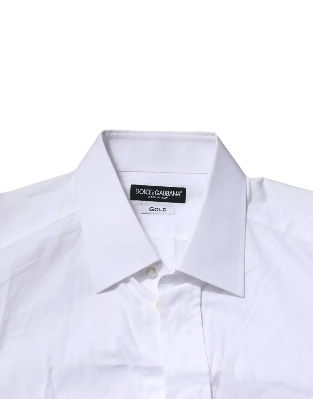 Dolce &amp; Gabbana White GOLD Cotton Men Dress Formal Shirt