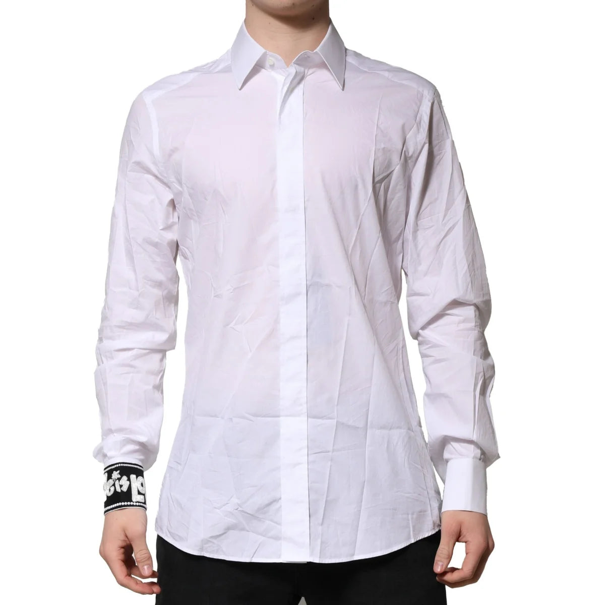 Dolce & Gabbana White Gold Cotton Men’s Dress Shirt Luxury Style