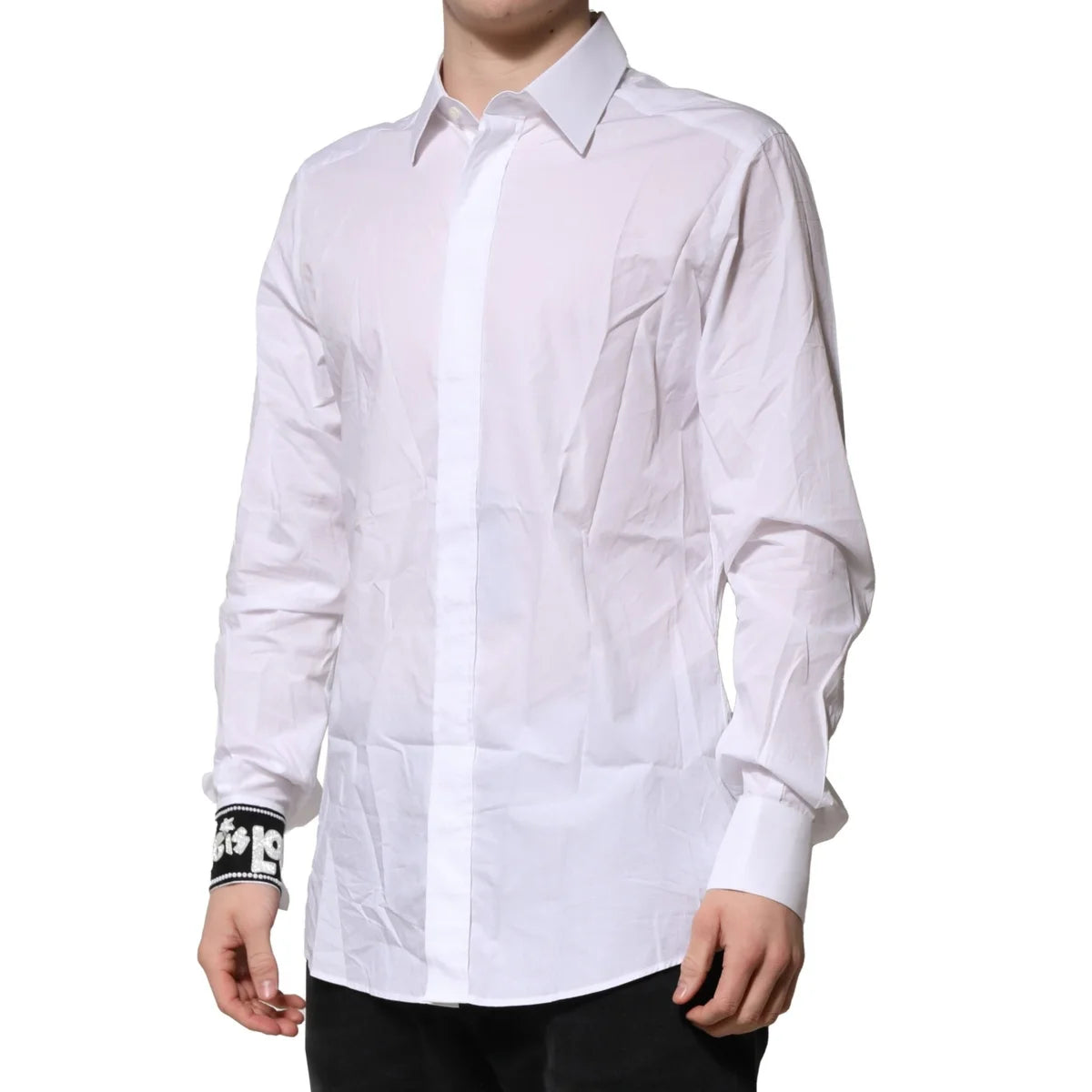 Dolce & Gabbana White Gold Cotton Men’s Dress Shirt Luxury Style