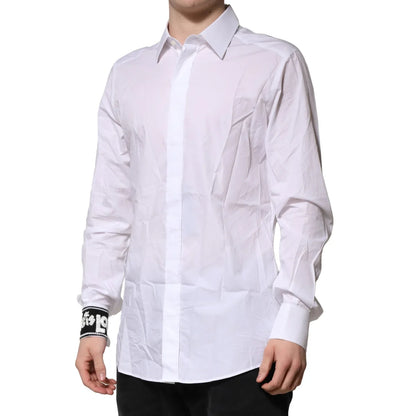 Dolce & Gabbana White Gold Cotton Men’s Dress Shirt Luxury Style