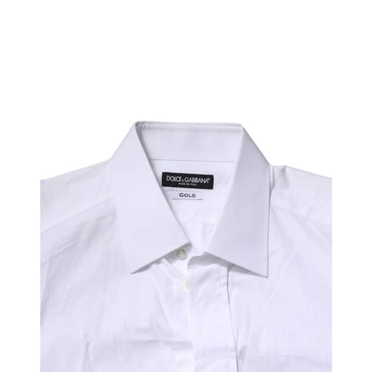 Dolce & Gabbana White Gold Cotton Men’s Dress Shirt Luxury Style
