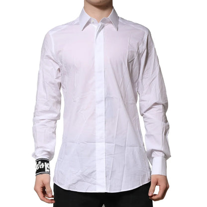 Dolce & Gabbana White Gold Cotton Men’s Dress Shirt Luxury Style