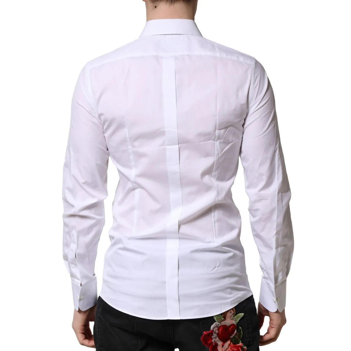 Dolce & Gabbana White Gold Crown Cotton Dress Shirt Elegance