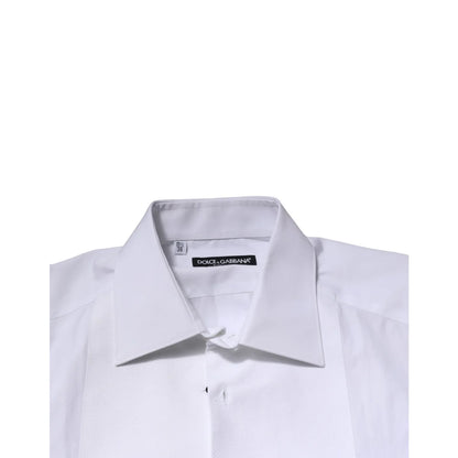 Dolce & Gabbana White Gold Crown Cotton Dress Shirt Elegance