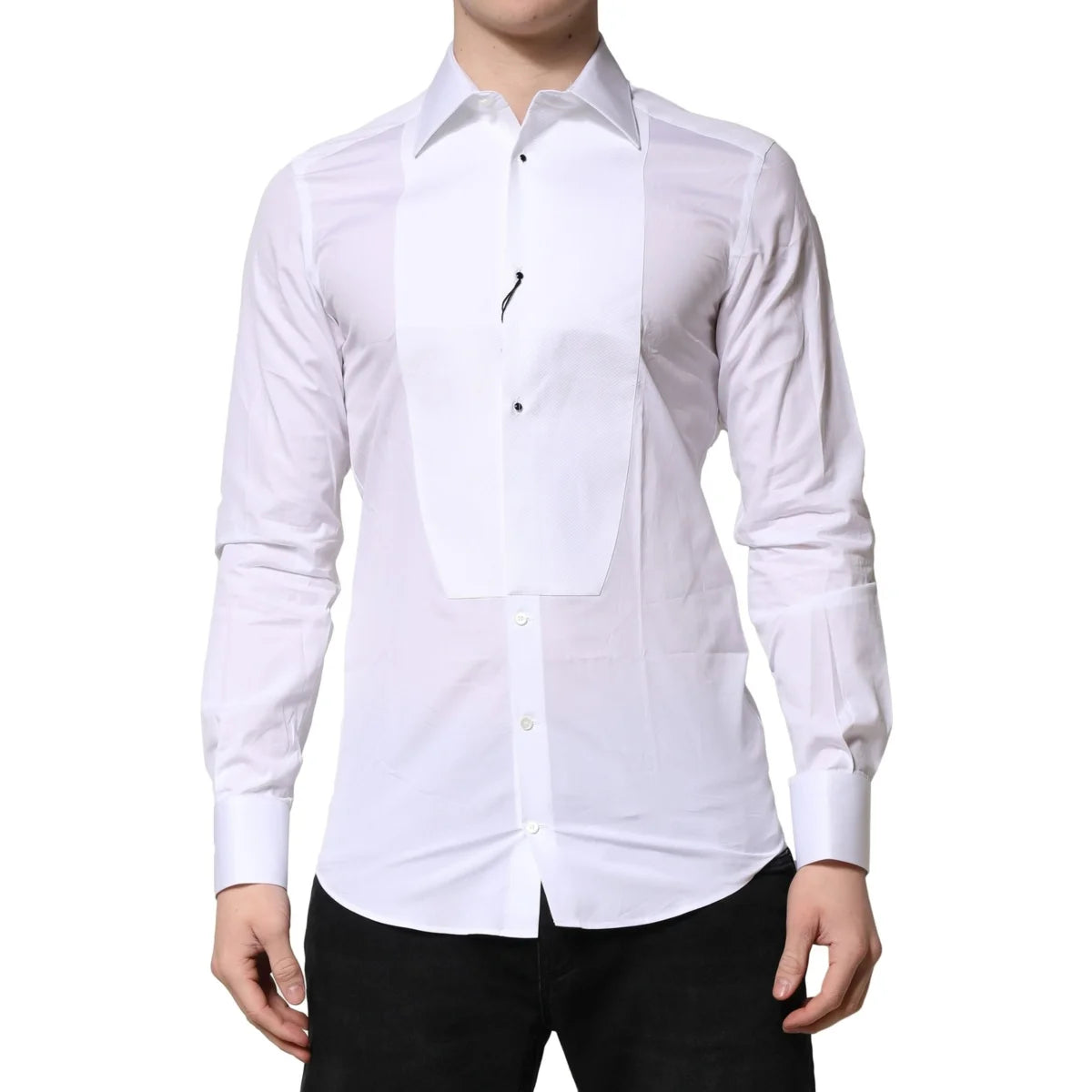 Dolce & Gabbana White Gold Crown Cotton Dress Shirt Elegance