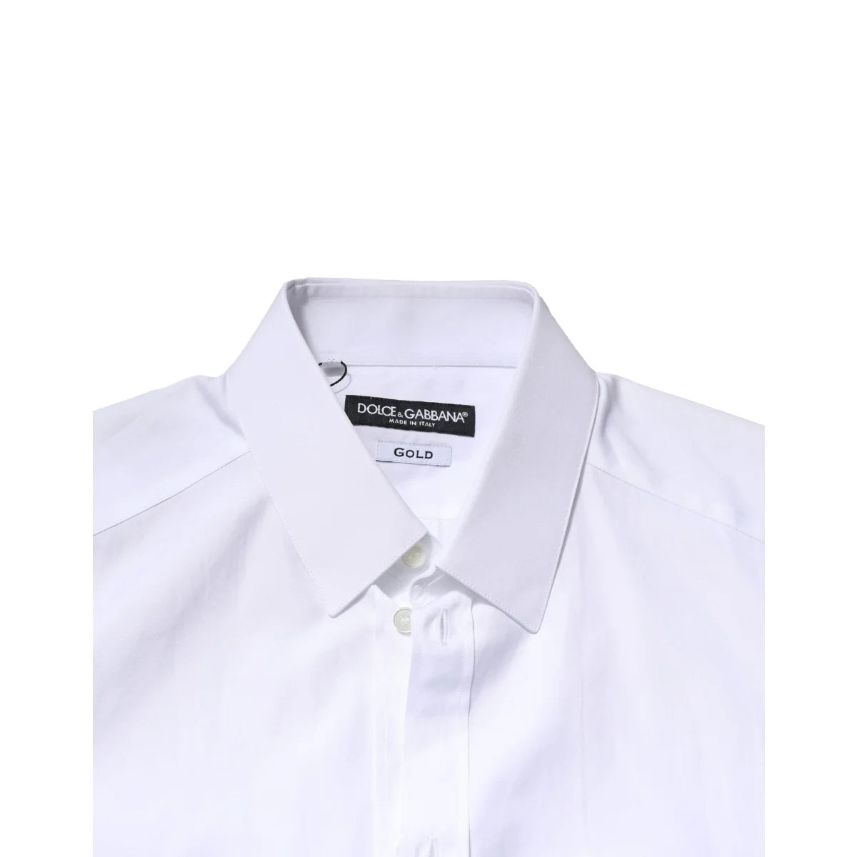 Dolce & Gabbana White Gold Crown Cotton Dress Shirt for Men