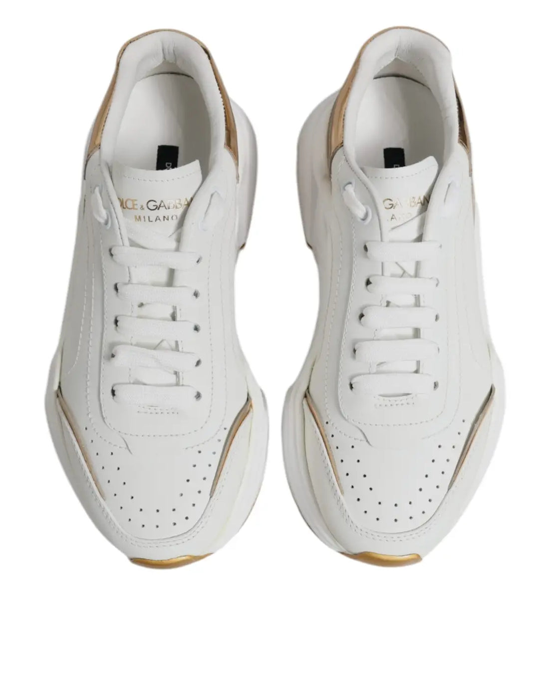 Dolce &amp; Gabbana White Gold Daymaster Low Top Sneakers Shoes