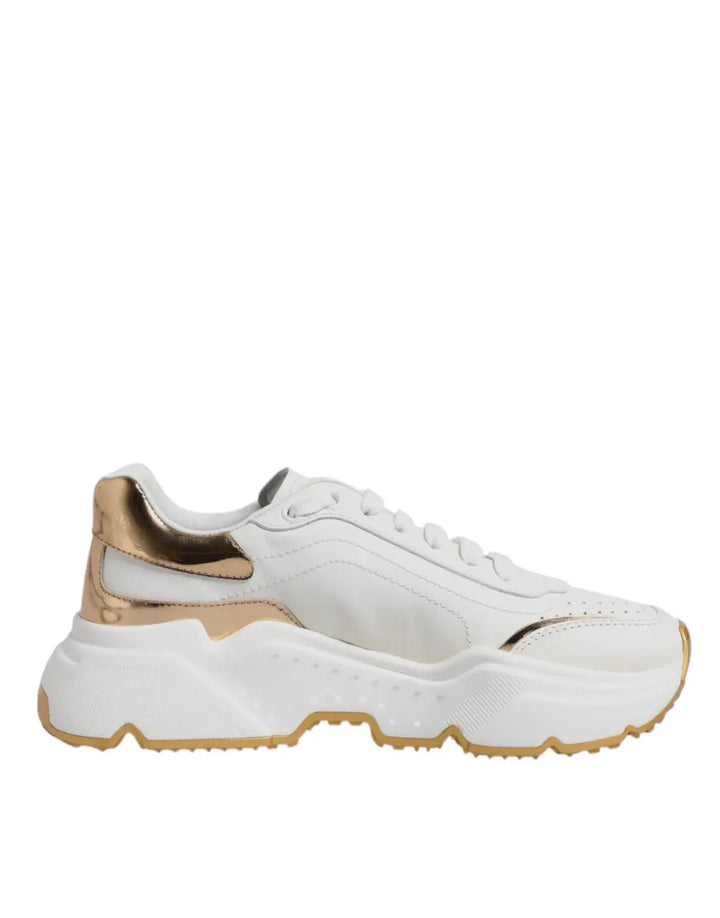 Dolce &amp; Gabbana White Gold Daymaster Low Top Sneakers Shoes