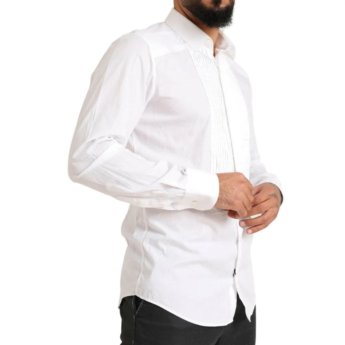 Dolce and Gabbana White Gold Dress Shirt Classic Formal Style &