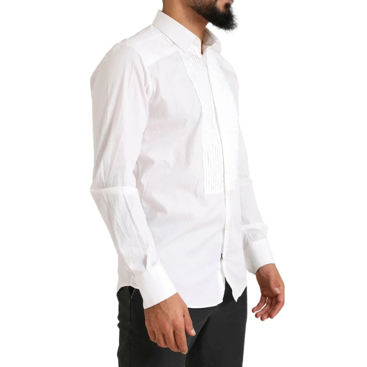 Dolce and Gabbana White Gold Dress Shirt Classic Formal Style &