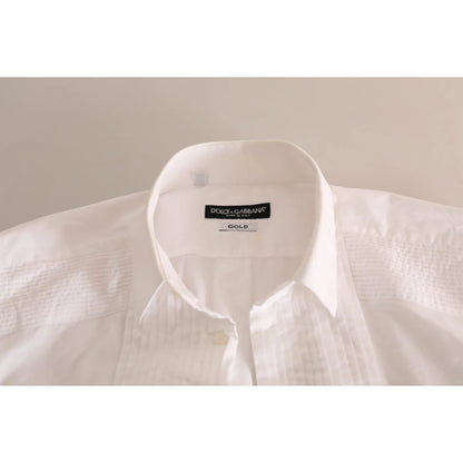 Dolce and Gabbana White Gold Dress Shirt Classic Formal Style &