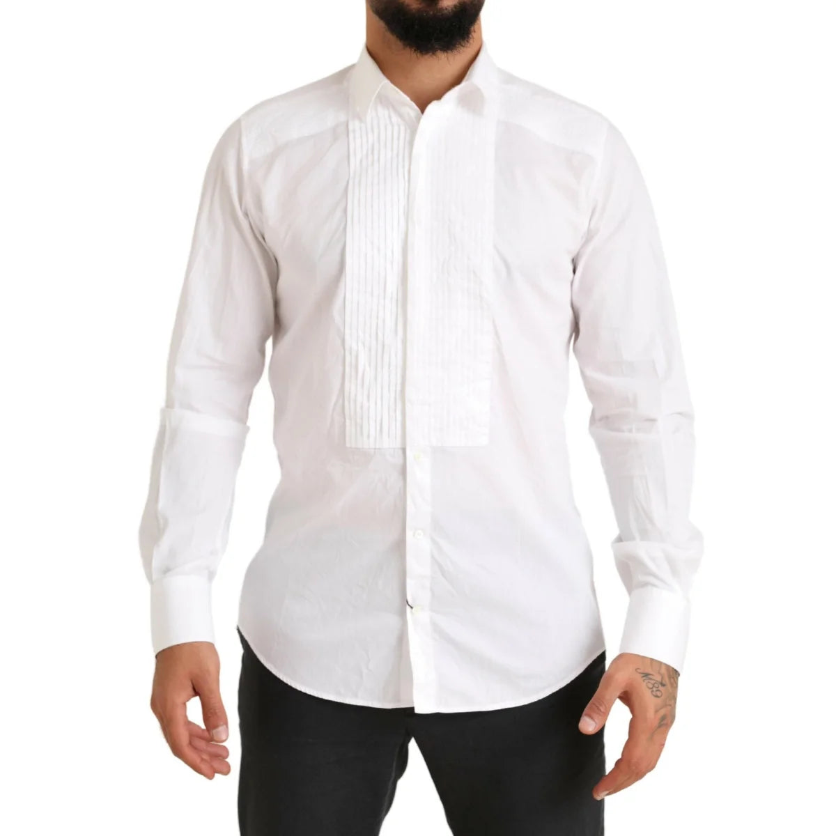 Dolce and Gabbana White Gold Dress Shirt Classic Formal Style &