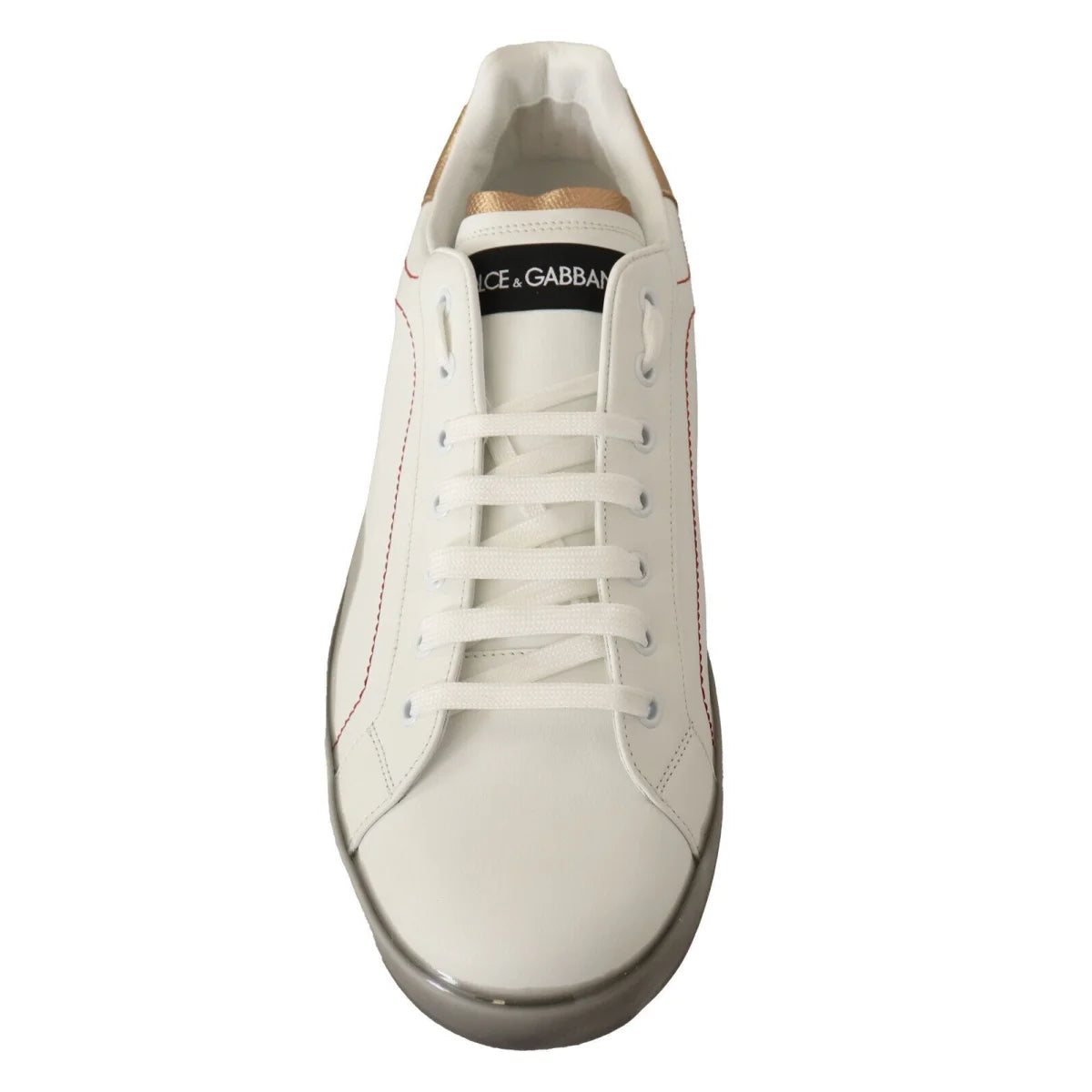 Dolce & Gabbana White Gold Leather Low Top Sneakers Casual Shoes