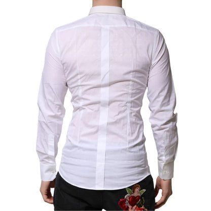 Dolce and Gabbana White Gold Long Dress Shirt Classic Style &