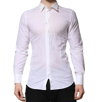 Dolce and Gabbana White Gold Long Dress Shirt Classic Style &
