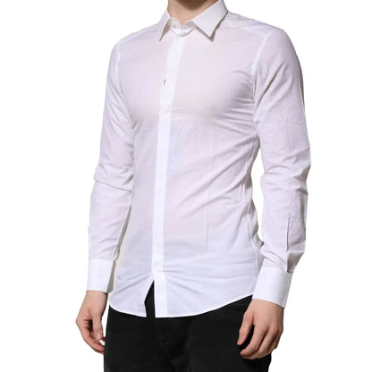 Dolce and Gabbana White Gold Long Dress Shirt Classic Style &
