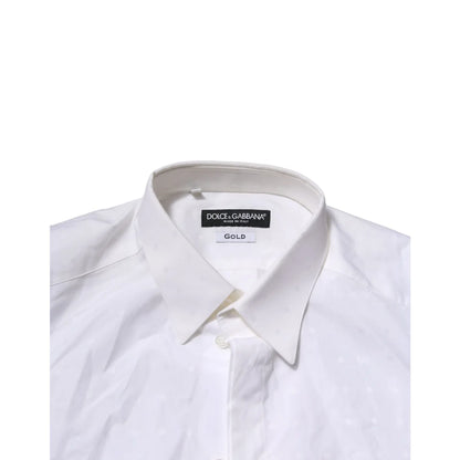 Dolce and Gabbana White Gold Long Dress Shirt Classic Style &