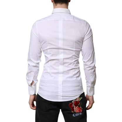 Dolce & Gabbana White Gold Long Sleeve Dress Shirt Elegance