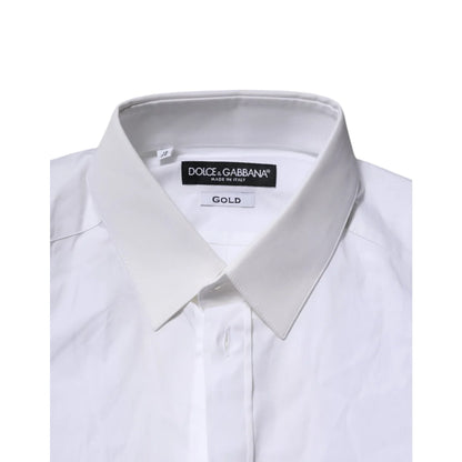 Dolce & Gabbana White Gold Long Sleeve Dress Shirt Elegance