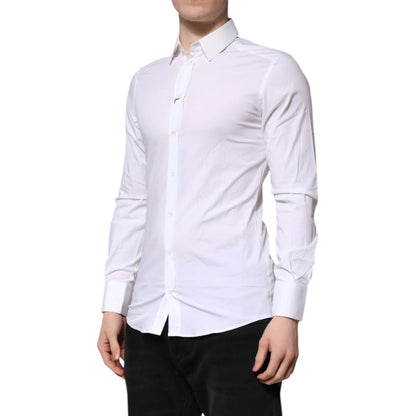 Dolce & Gabbana White Gold Long Sleeve Dress Shirt Elegance