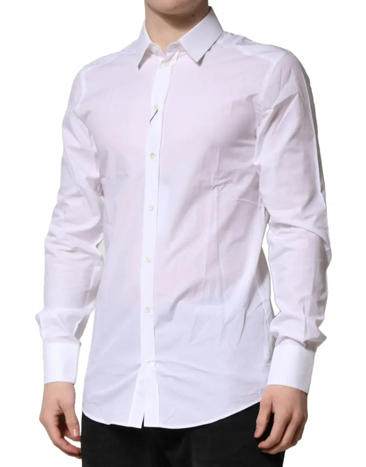 Dolce &amp; Gabbana White GOLD Long Sleeves Dress Formal Shirt