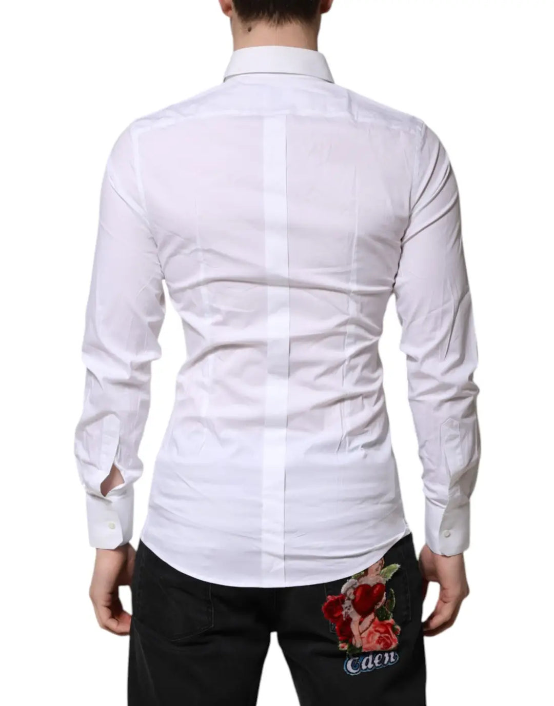 Dolce &amp; Gabbana White GOLD Long Sleeves Dress Formal Shirt