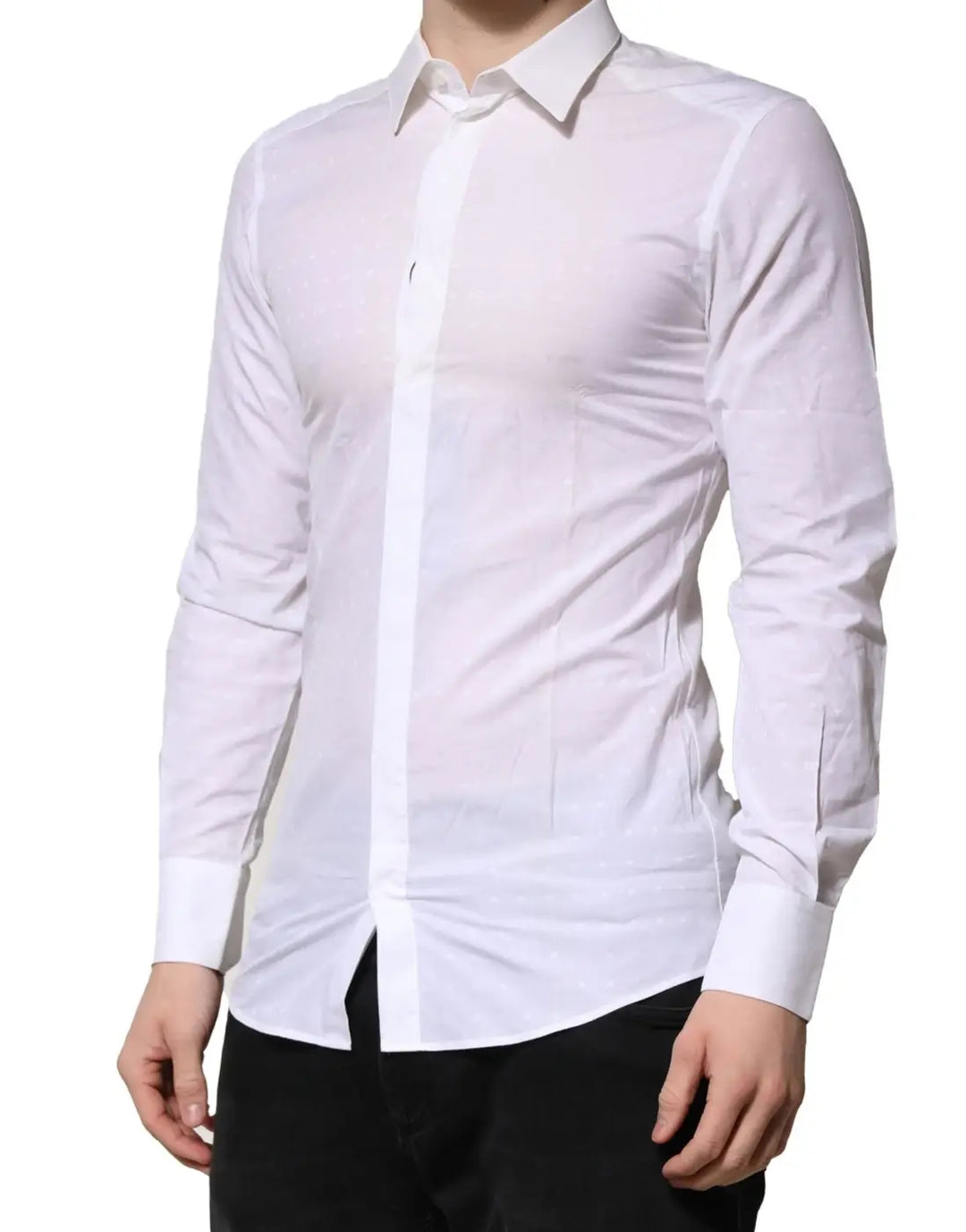 Dolce &amp; Gabbana White GOLD Long Sleeves Dress Men Formal Shirt