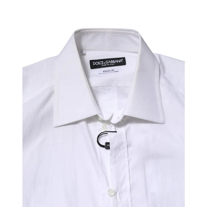 Dolce and Gabbana White Gold Long Sleeves Dress Shirt &