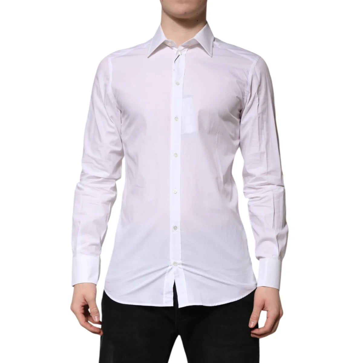 Dolce and Gabbana White Gold Long Sleeves Dress Shirt &