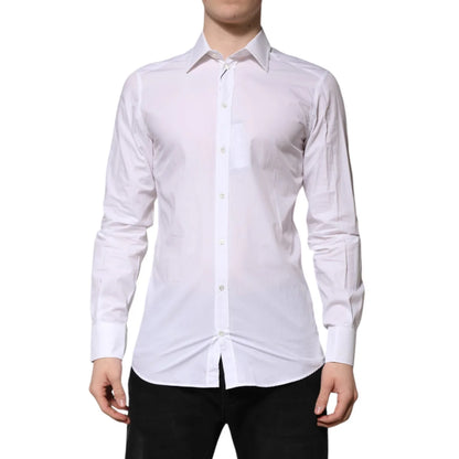 Dolce and Gabbana White Gold Long Sleeves Dress Shirt &