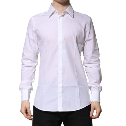 Dolce & Gabbana White Gold Long Sleeves Dress Shirt