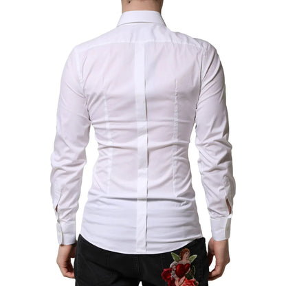 Dolce & Gabbana White Gold Long Sleeves Dress Shirt Elegance