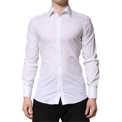 Dolce & Gabbana White Gold Long Sleeves Dress Shirt Elegance